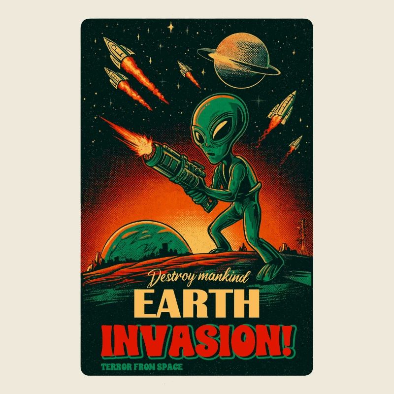 Alienischer ErdInvasion RetroPoster