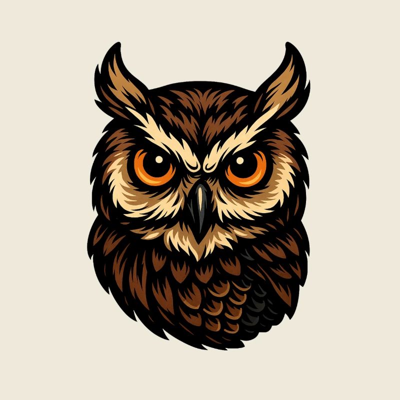 Illustration de la tête de hibou brun
