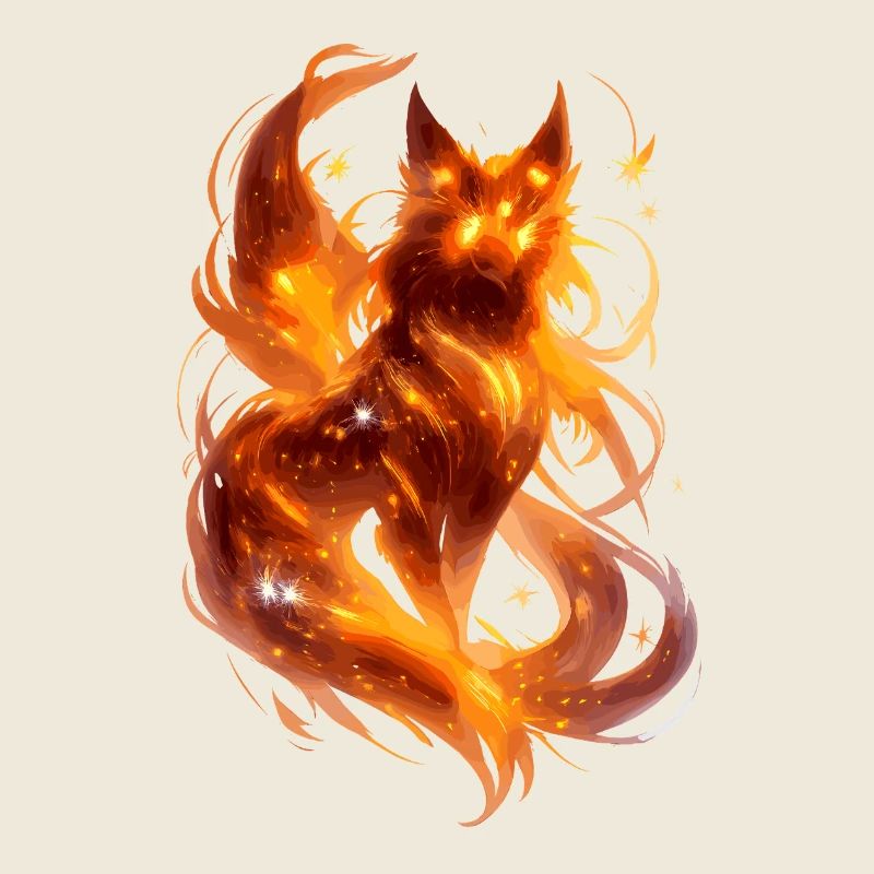 Fire fox in the river of stars
