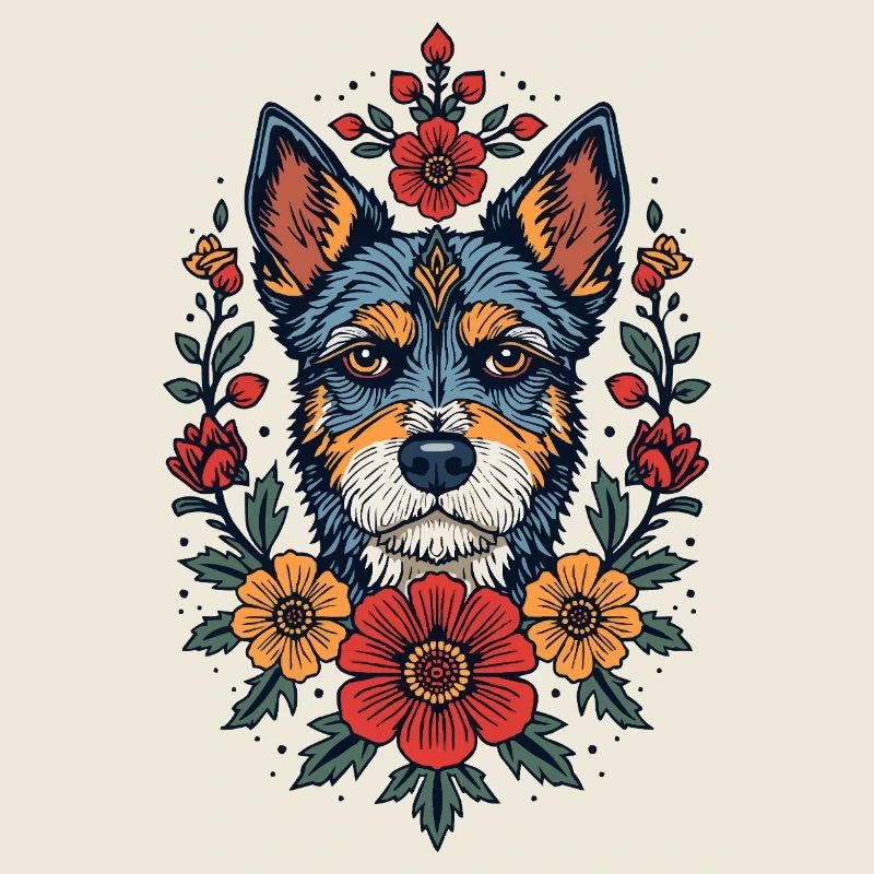 Blumen Hund Terrier Portrait