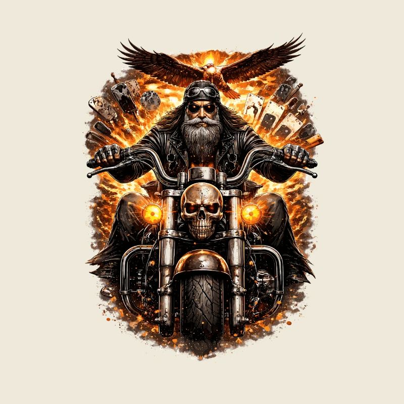 Flammender Schädel Biker