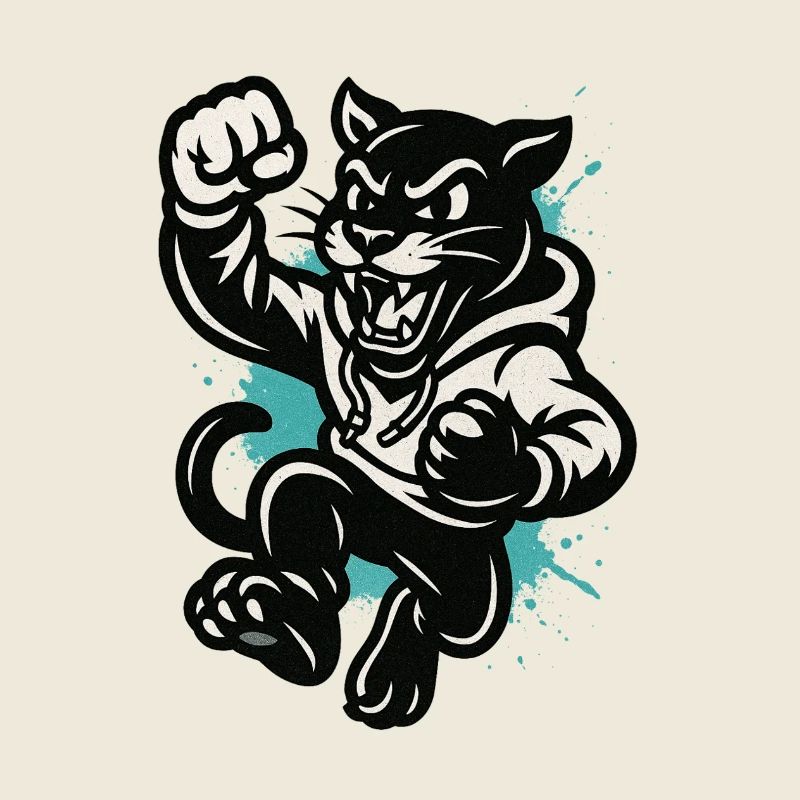 Chat Combattant en Sweat à Capuche