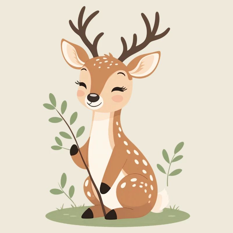 Cerf câlin dans la forêt