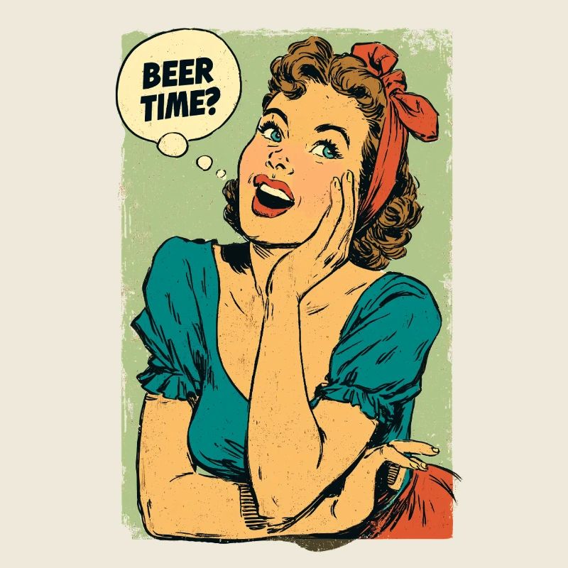 Bierzeit Retro-Pin-Up