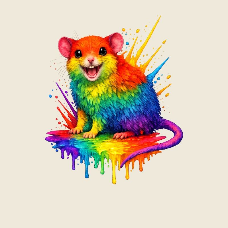 Regenbogen-Maus im Farbspritzer