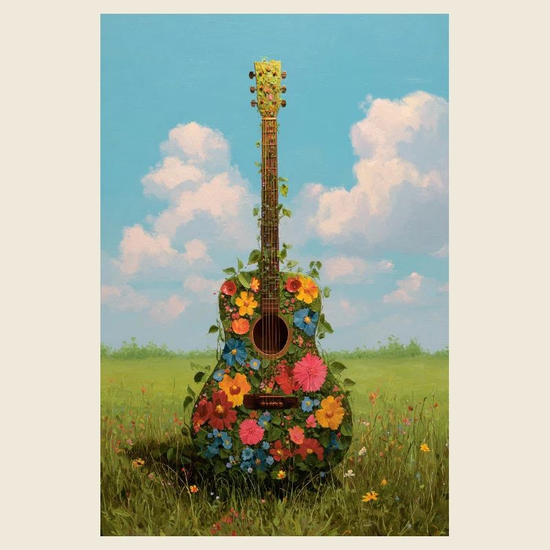 Blumengitarre in Meadow