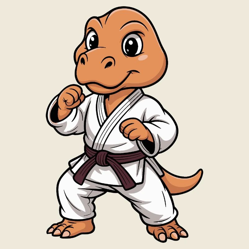 Kampf-Dino im Karate-Gi