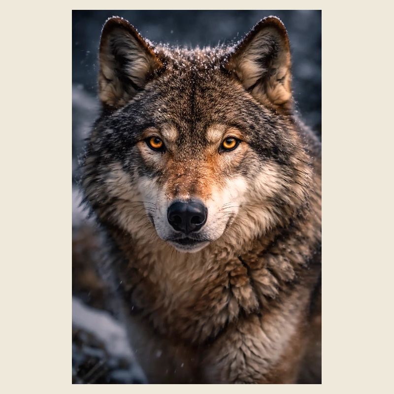 Loup dans la neige et le brouillard