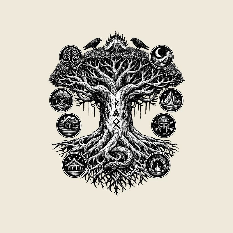 Yggdrasil-Lebensbaum-Wikinger-Design