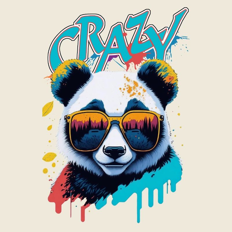 Neon Panda with Sunglasses Splash Art
