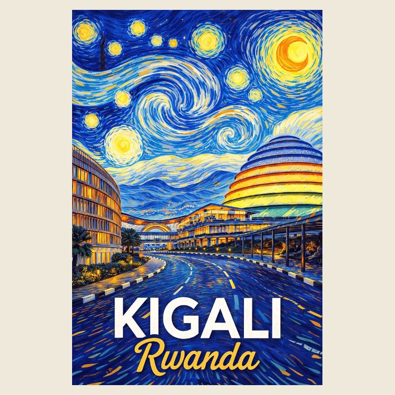 Silhouette étoilée de Kigali au Rwanda