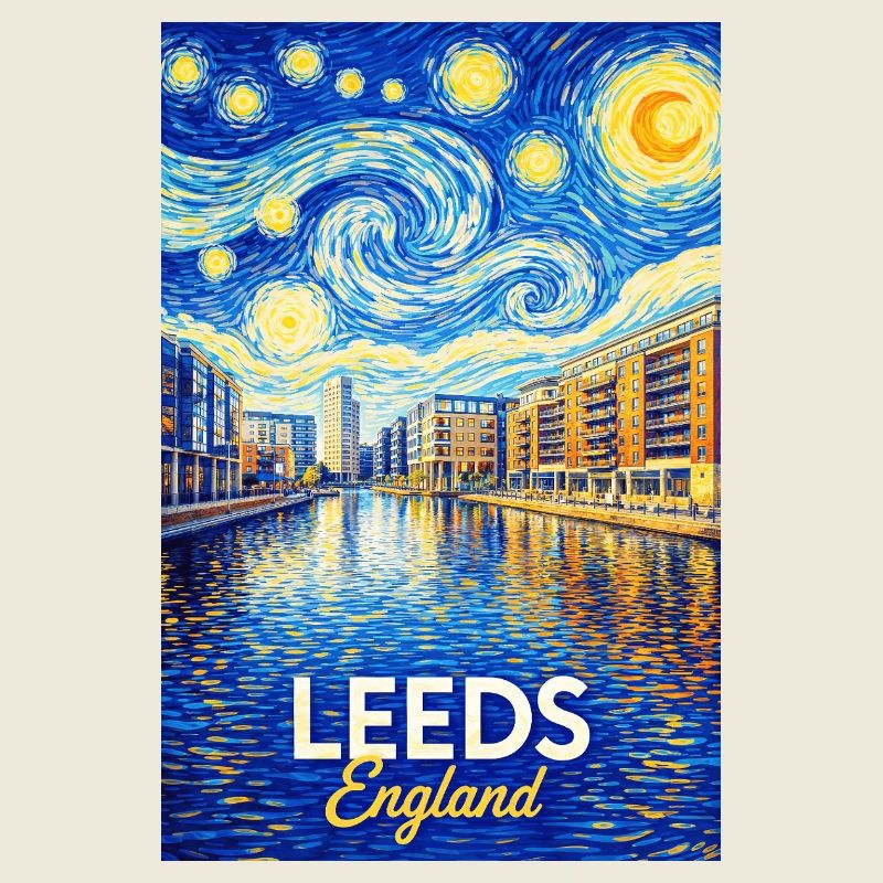 Leeds England Neon Starry Canal Magic