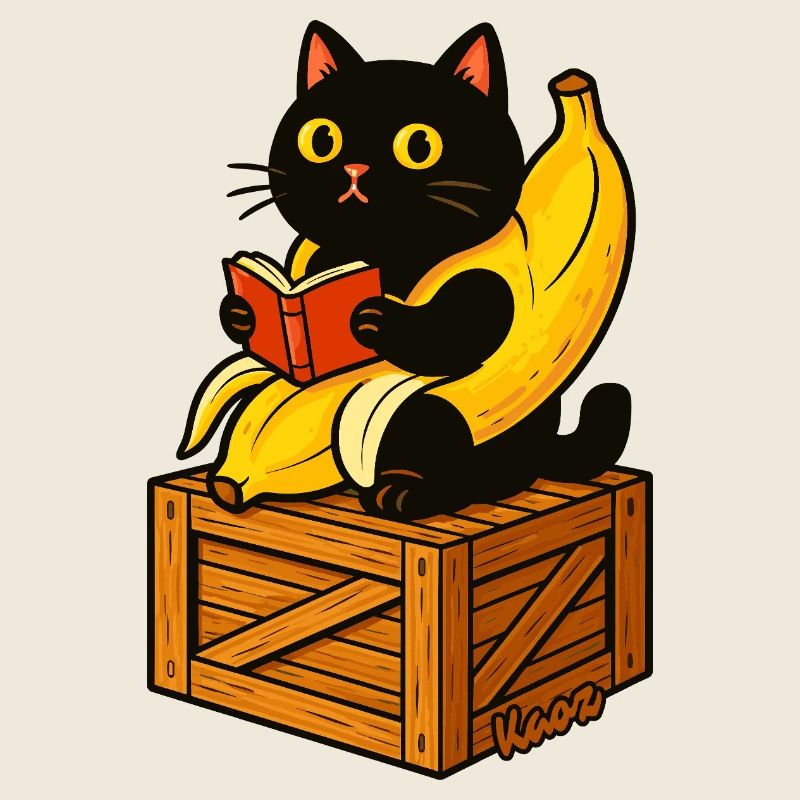 Buch lesen Katze auf Banane Kostüm