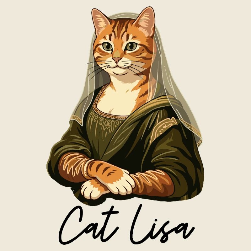 Cat Lisa Ginger Cat Mona Lisa Art Parody