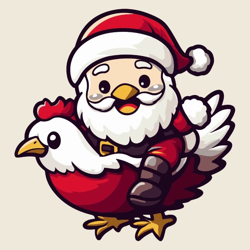 Poulet Père Noël dessin animé