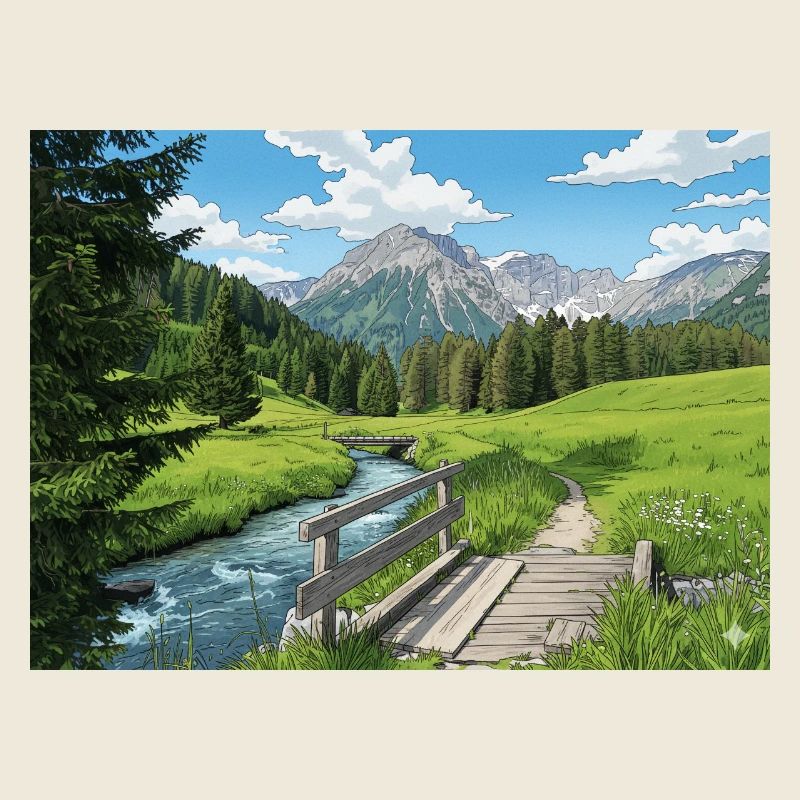 Alpine Flussweg Panorama