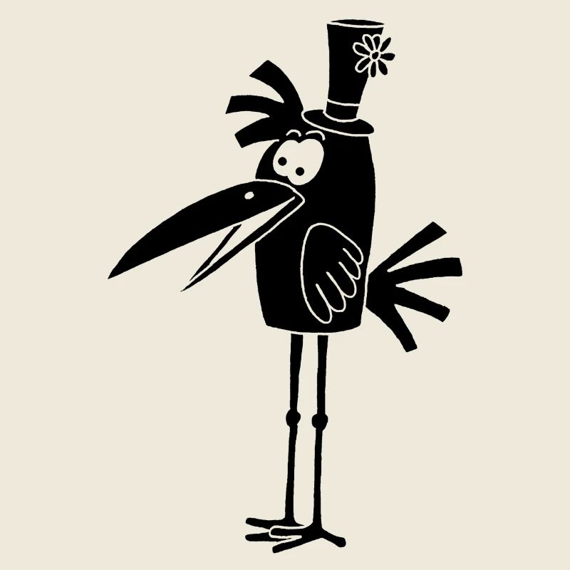 Oiseau noir et son chapeau