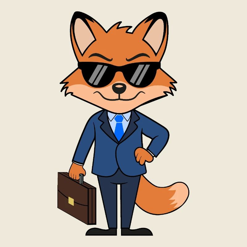 Fox businessman elegant suit with briefcase