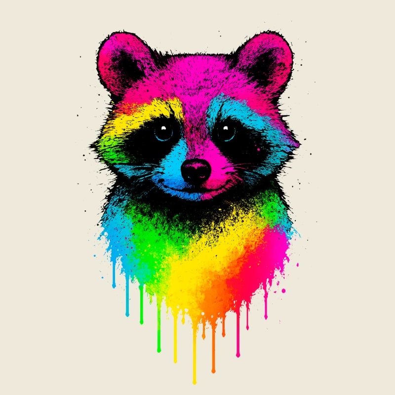 Arc en ciel raton laveur Graffiti Print