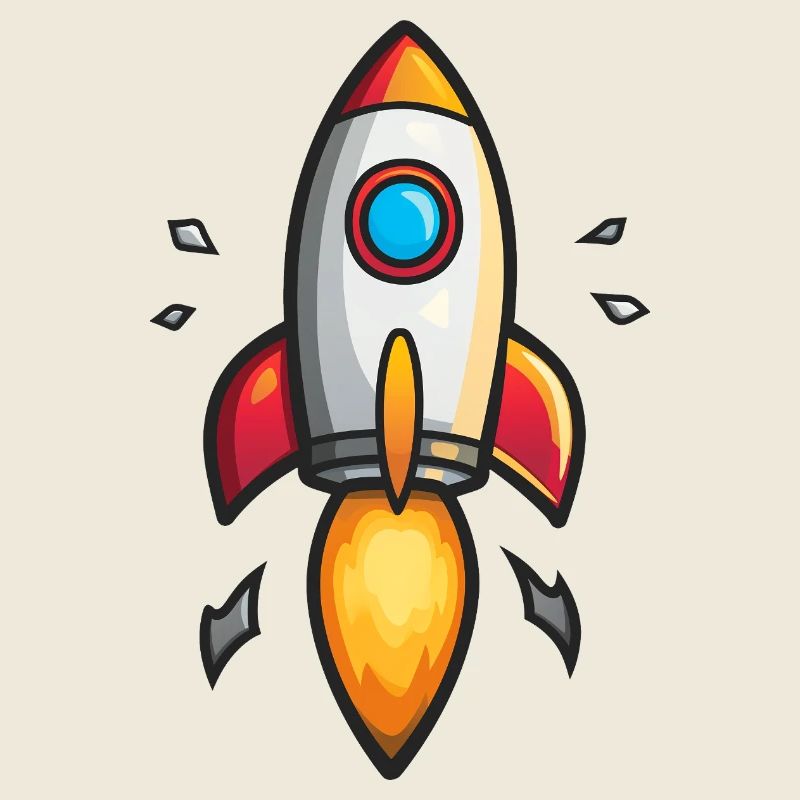 Explosion de couleur de fusée de dessin animé