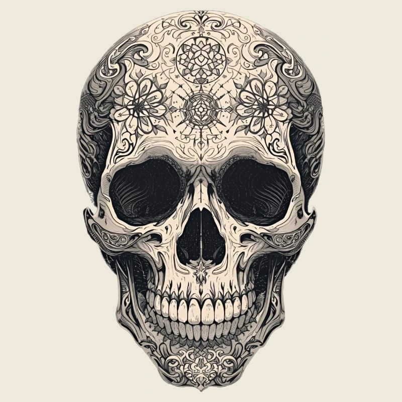 Crâne gothique avec fleurs et motif de tatouage