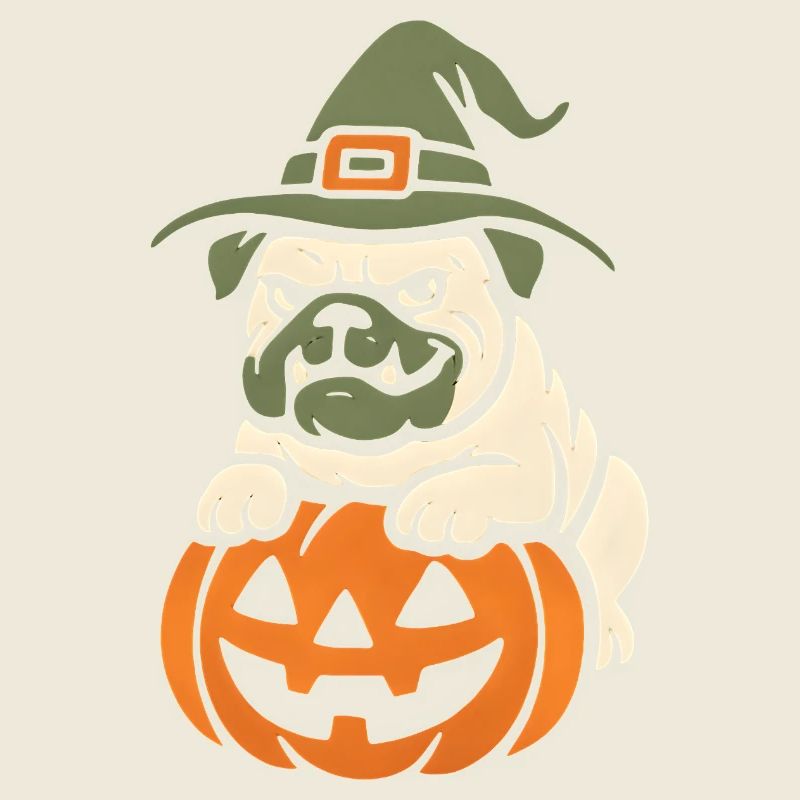 Pug Halloween Pumpkin Witch
