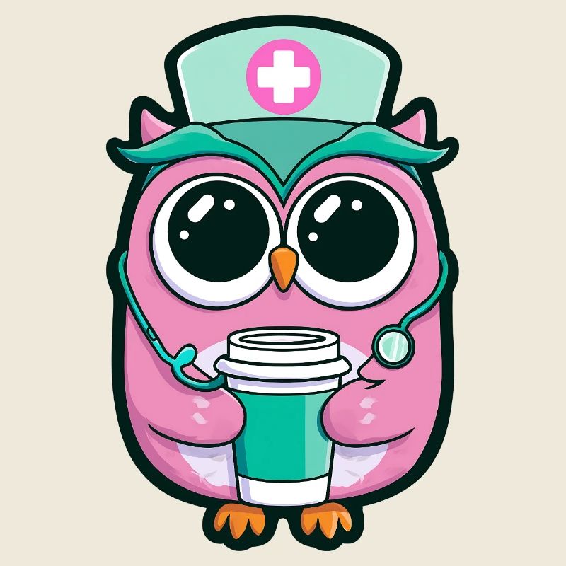 Kawaii Krankenschwester Eule Kaffee