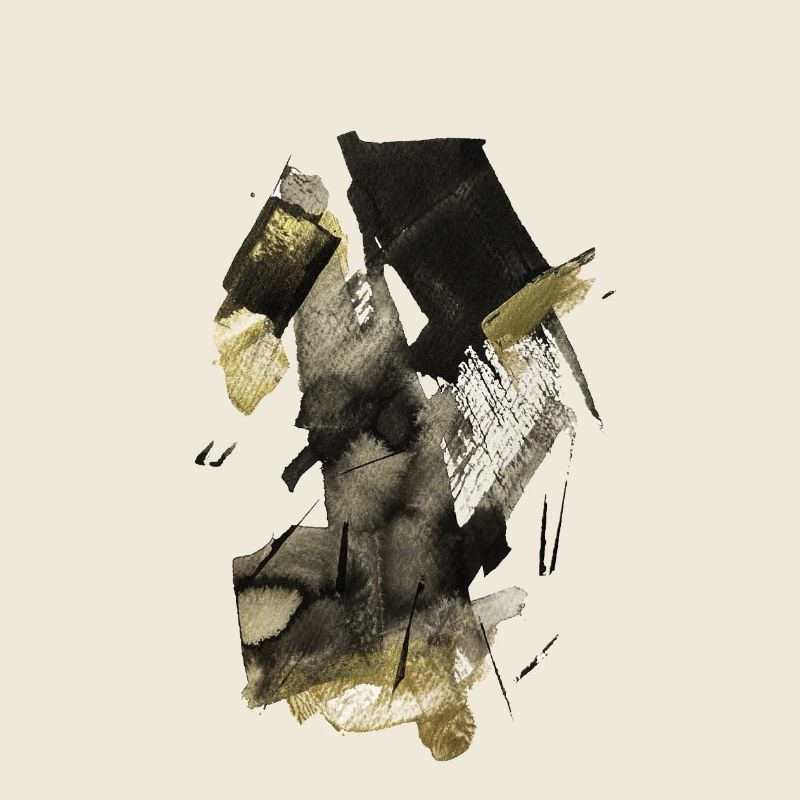 Coups de pinceau dorés Abstrait