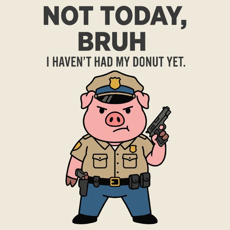 Not Today Bruh Donut Joke Pig Officer