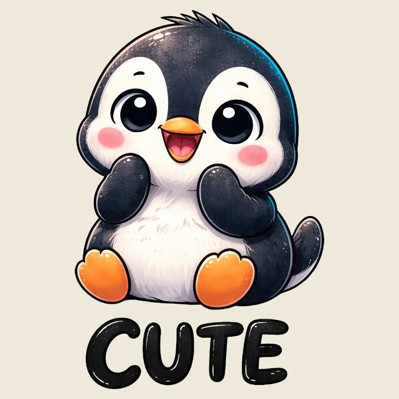 Cute chibi penguin cartoon shy cute