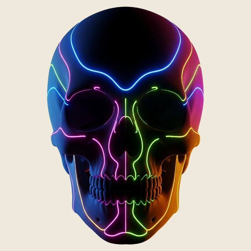 Glowing skull for DJ & techno fans