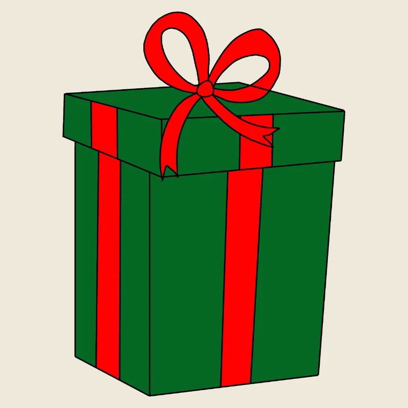 Grünes Geschenk mit roter Schleife