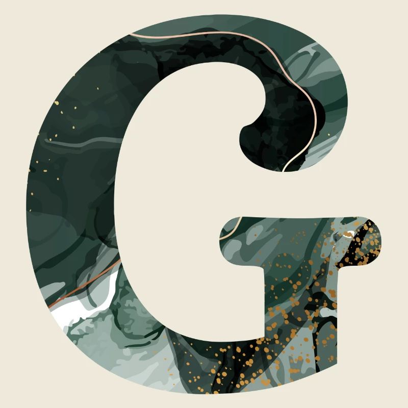 Lettre g marbré vert