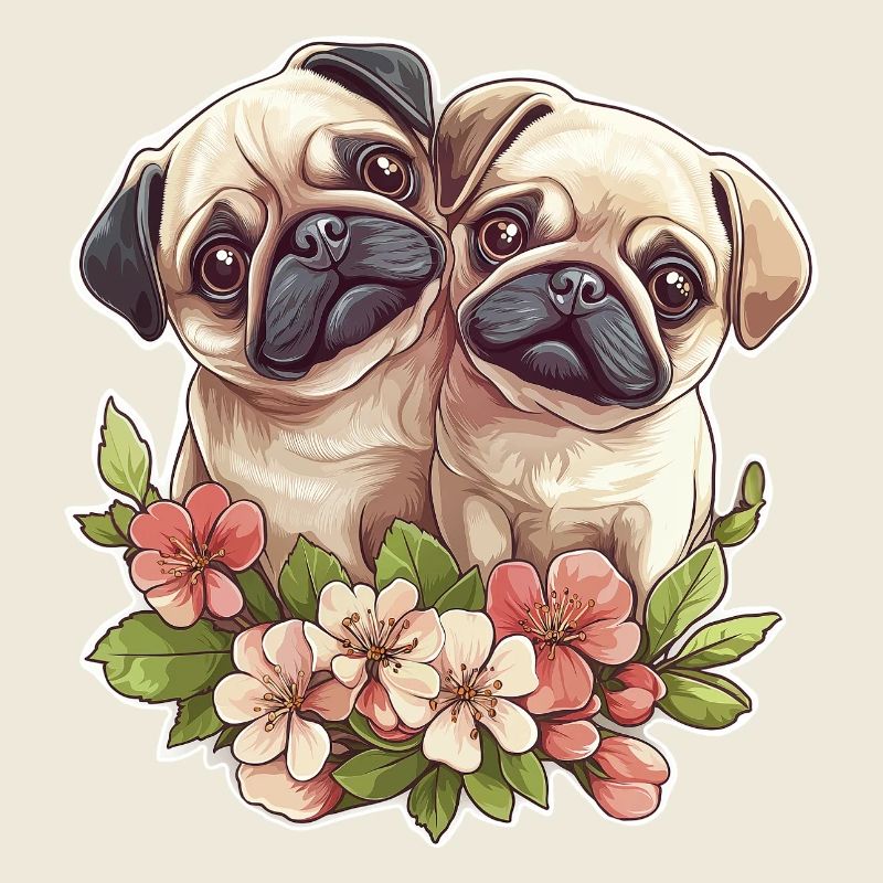 Cute pug couple