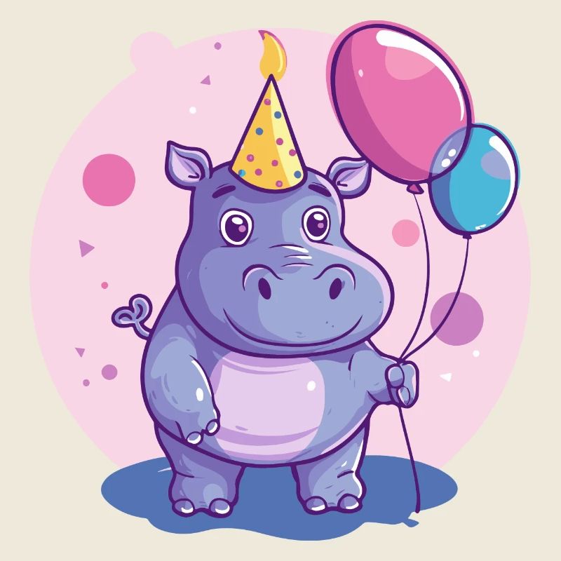 Nilpferd Geburtstag Comic