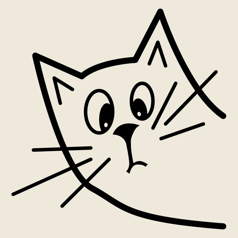 Chat curieux mignon - Design minimaliste