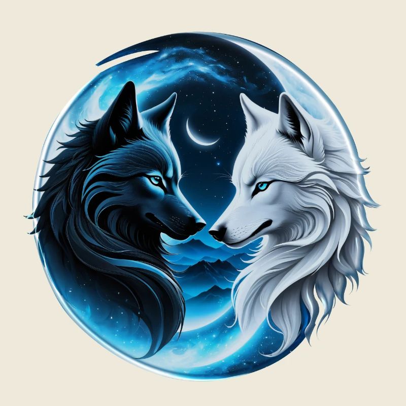 Zwei majestätische Wolfsköpfe