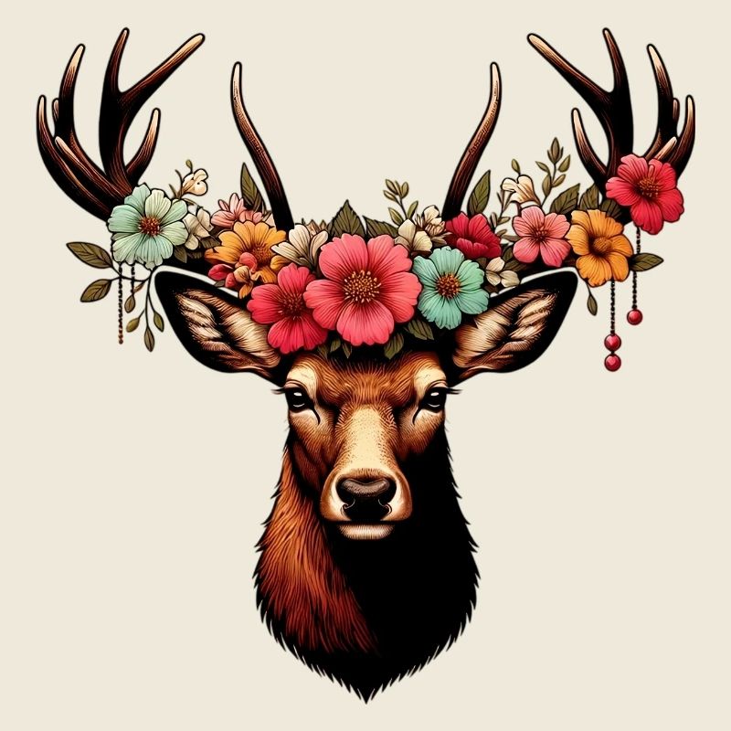 Cerf avec des fleurs