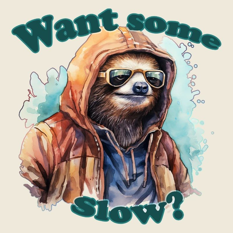 Sloth Colorful Watercolors Text