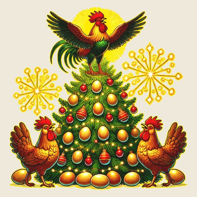 Lustiger Weihnachtsbaum Hühner