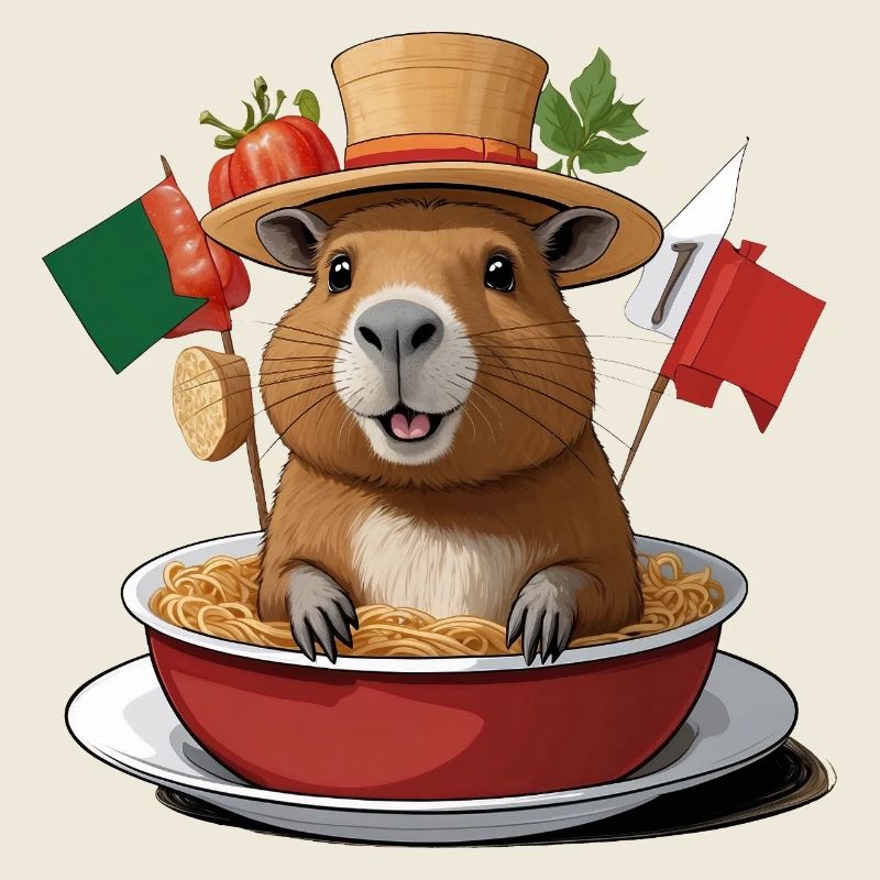 Capybara charmant dans des nouilles festives