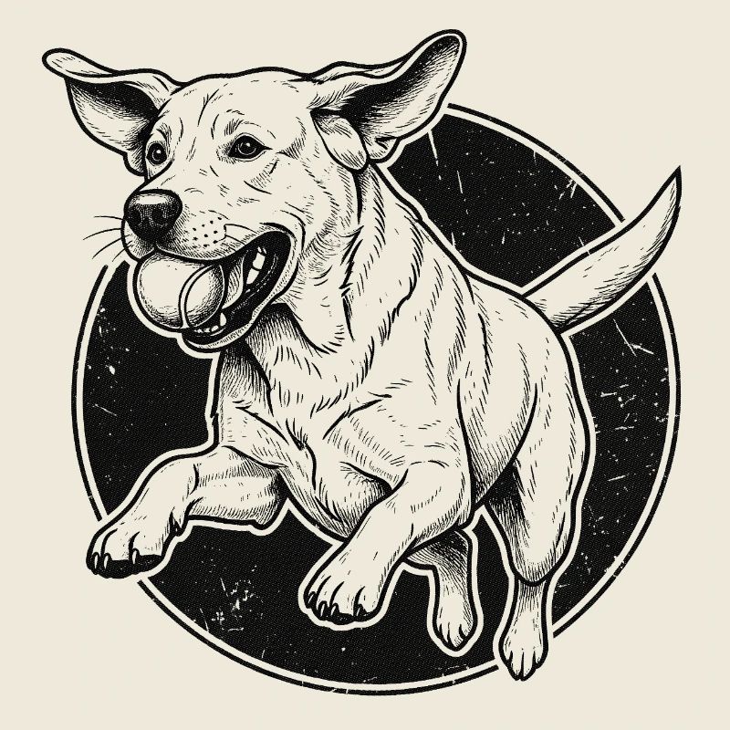 Labrador bondissant - Design vintage