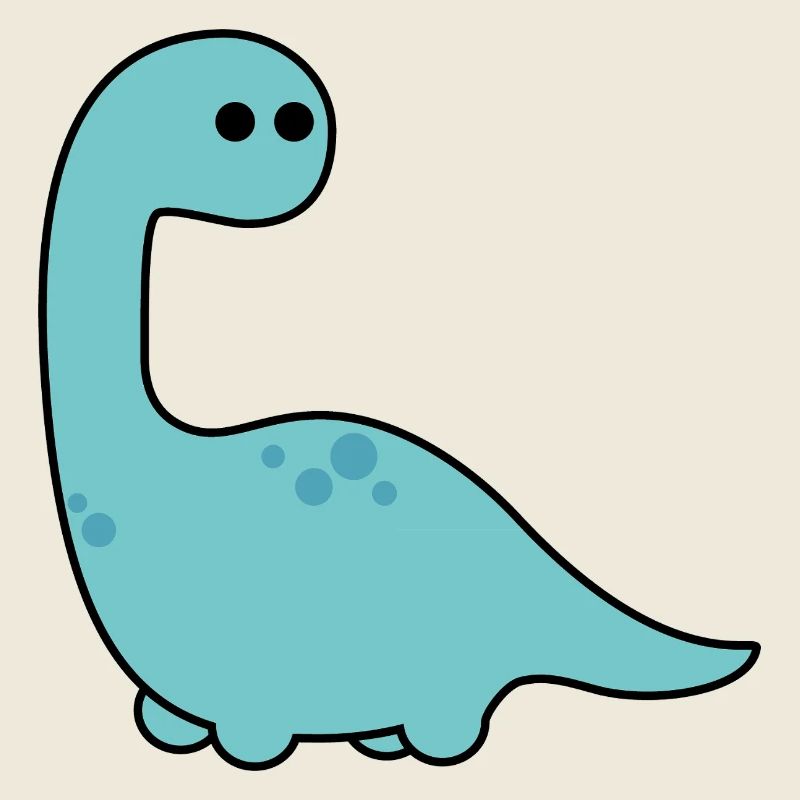 Long Cou Dino Blue Cartoon