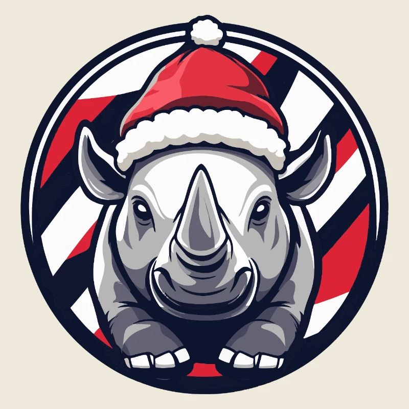 Rhinocéros de Noël dans un look festif