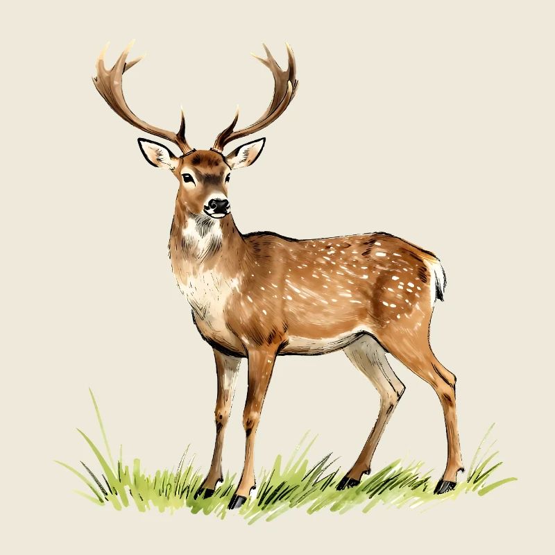 Wald-Aquarellhirsch