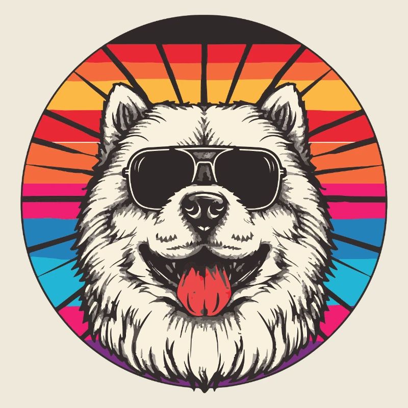 Sunglasses Dog in Rainbow
