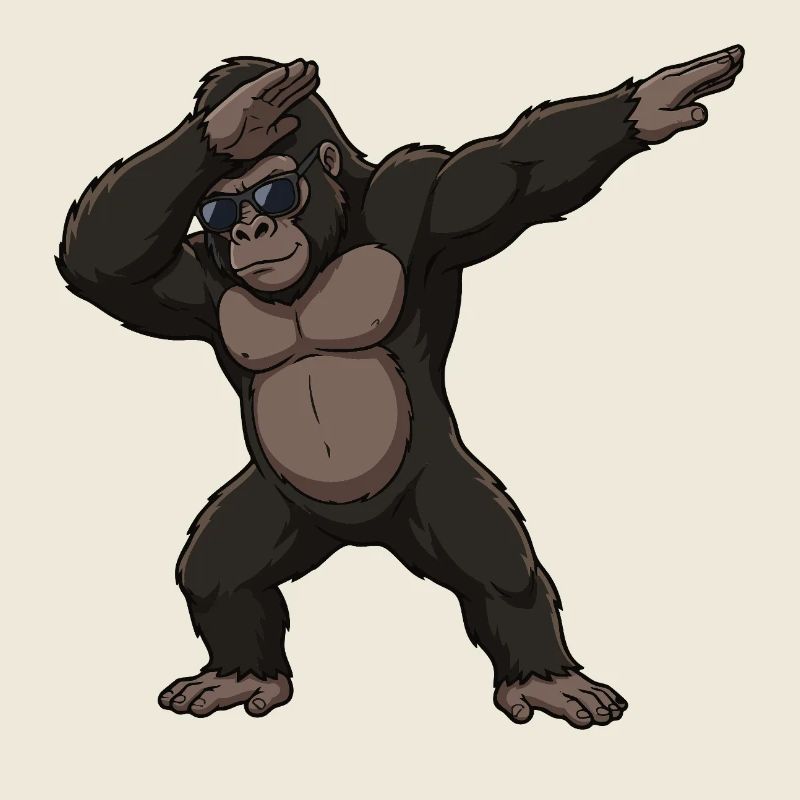 Dabbing Gorilla – Motif de dessin animé drôle d’animal