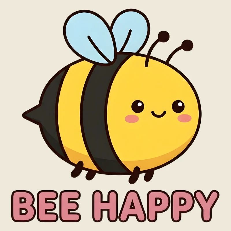 Heureuse d’abeilles | Jeu de mots mignon avec Kawaii Honey Bee