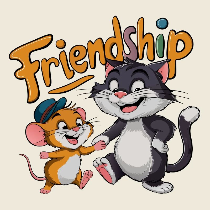 Friends Forever Cat and Mouse Friendship