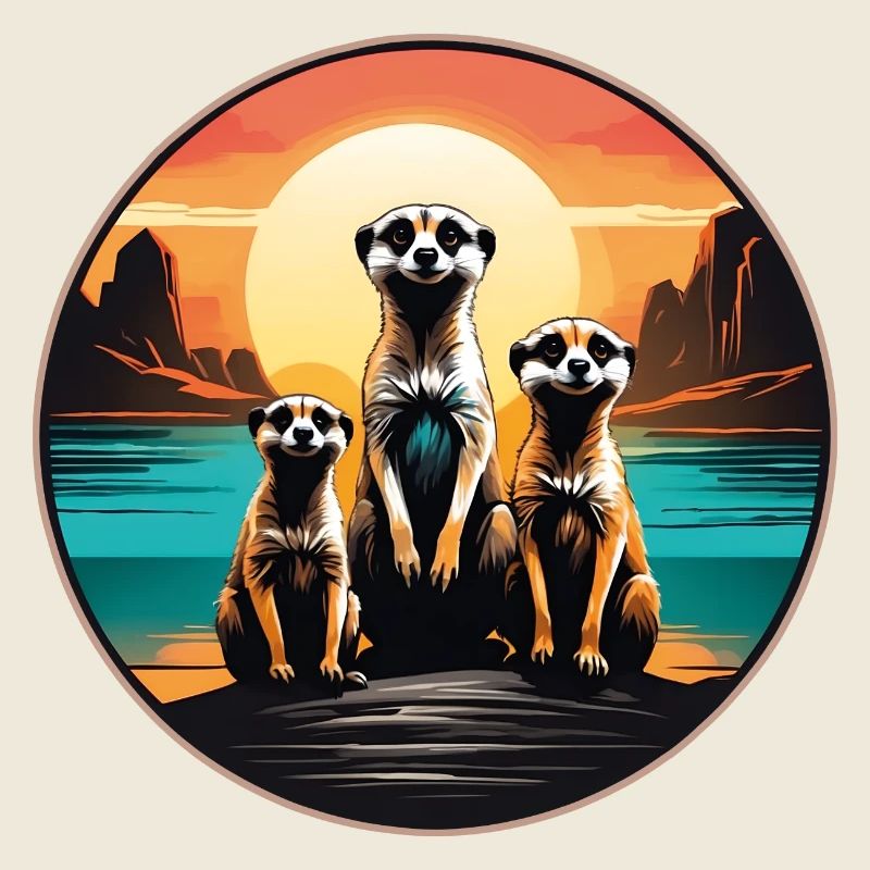 Drei coole Erdmännchen sitze auf einem Hügel